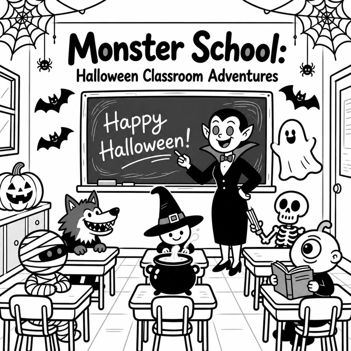 Monster School: Halloween Classroom Adventures Coloring Book