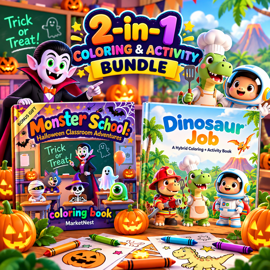 BUY Halloween Classroom Printable Coloring Book, PDF Edition - GET Dinosaur Job FREE