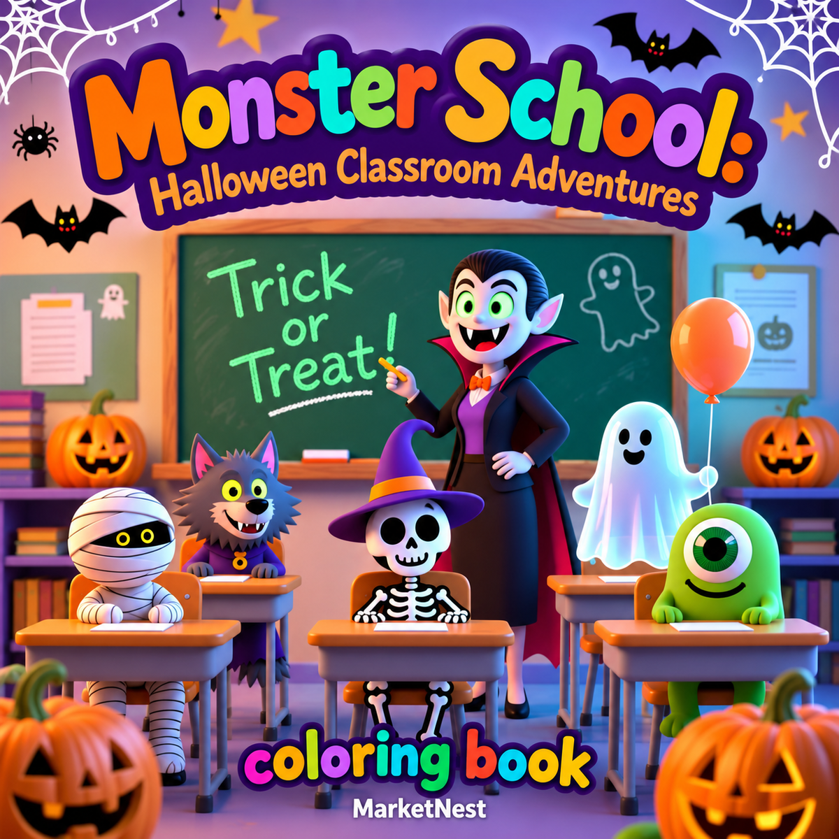 Monster School: Halloween Classroom Adventures Coloring Book