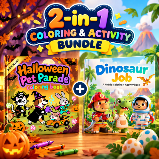 BUY Halloween Pet Parade Printable Coloring Book, PDF Edition - GET Dinosaur Job FREE