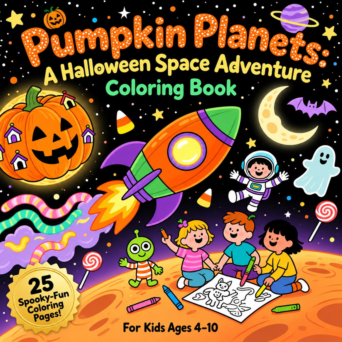 Pumpkin Planets: A Halloween Space Adventure Coloring Book