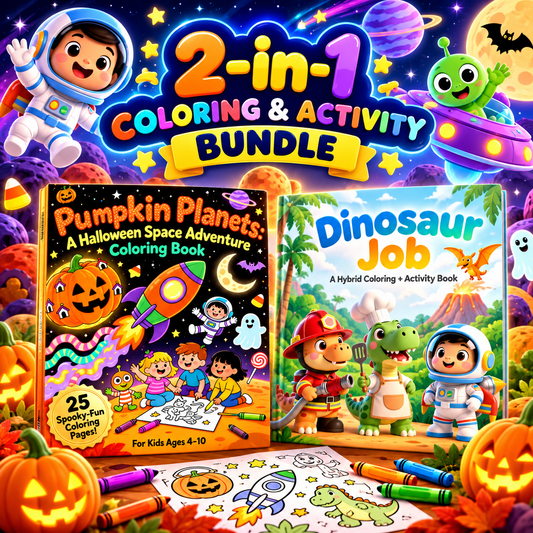 BUY Pumpkin Planets Printable Coloring Book, PDF Edition - GET Dinosaur Job FREE